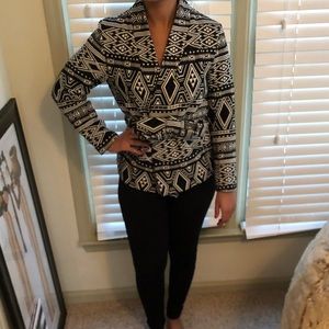 H & M tribal print thick wrap coat